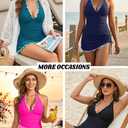 Women Tankini Swimsuits with Skirt - Two Piece Tummy Control Bathing Suit Halter V Neck 2026 Swimwear (Black, M)