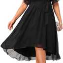 Talisea Plus Size Dresses Wedding Guest - Formal Cocktail Chiffon V Neck Short Sleeve High Low Dress Curvy Women Size 20W