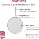 HIC Kitchen Splatter Screen, 18/8 Stainless Steel with Fine Mesh, 9-Inch, Fits Up To 8.5-Inch Pans
