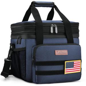 Tactical Lunch Box for Men- Large Insulated Lunch Bag-Expandable Adult Lunch Box with Adjustable Shoulder Strap-Large Lunch Tote Bag for Work Camping Fishing (Dark Blue)