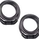 Master Lock Black Set Preset Combination Bike Lock, Metal Cable Lock has a Weather Resistant Vinyl Coating for Outdoor Equipment, Bicycles, 4 Feet Long, Pack of 2, 8143T