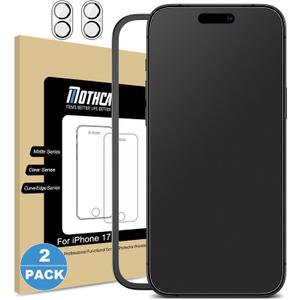 Mothca 2 Pack Matte Glass Screen Protector for iPhone 17 [6.3 inch] + 2 Pack Camera Lens Protector, Anti-Glare & Anti-Fingerprint Case Friendly Tempered Glass, Bubble Free, Smooth as Silk