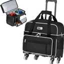 CAB55 2 Ball Bowling Bag with 4 Wheels, Double Bowling Ball Bag with Separate Shoe Compartment, (Up To US Men Size 16), and Multiple Multifunctional Accessory Pockets (Black)