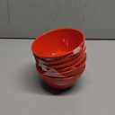 6in Red Beaded Melamine Plastic Cereal Bowl Set, Soup Bowls Set of 6, Dishwasher Safe, Break-Resistant, 24 oz Melamine Salad Bowls for Daily Use