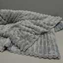 decorUhome Soft Fleece Light Grey Throw Blanket for Couch, Cozy Fluffy Plush Flannel Striped Blanket for Sofa Bed, Lightweight Decorative Ribbed Fuzzy Blanket for Woman, 152x64Inches