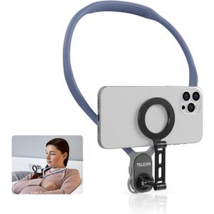 BRDRC Neck Phone Holder Mount, POV/Vlog Magnetic Selfie Tripod for Magsafe iPhone 15 14 13 12 Pro Max Mini Plus Seires, Hand Free Chest Strap Video Recording for Android Galaxy Aceessories(Navy Blue)