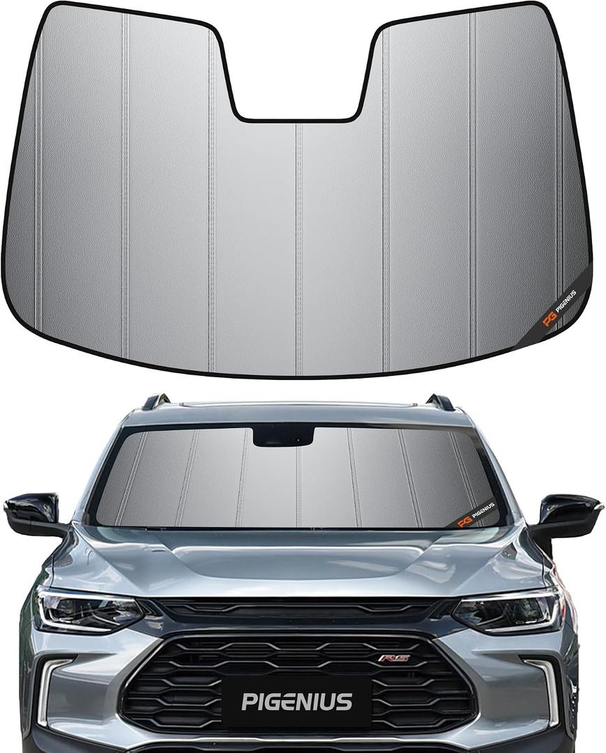 Pigenius Windshield Sunshade for Chevy Trax 2024-2026 (New Body Style) 2RS Activ, Premium Grey Leather Finish