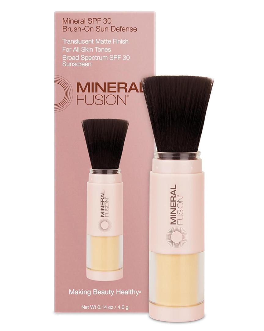 Mineral Fusion Brush-On Powder Sunscreen for Face SPF 30 | Transluscent Natural Daily Sun Care with UVA UVB Protection | Hypoallergenic, Non-Toxic | TSA & Travel Friendly