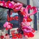 Valentines Day Balloon garland arch Kit with Red Pastel Pink balloons and love letter lips large heart mylar balloons for Women Girls birthday party Galentine's Valentine's Day decorations