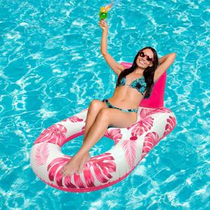 Pool Floats for Adults,Large Inflatable Pool Lounger,Pool Floats Chairs Tanning Bed for Swimming Pool,Party with Cup Holders,Backtest,Foodrest (red)