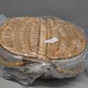 Small Picnic Basket with Removable Liner, Empty Basket for Kid with Lids, Picnic Hamper with Foldable Handles, Natural Color