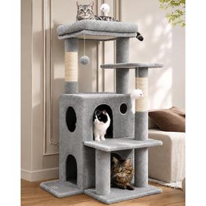Globlazer Cat Tree Tower for Indoor Cats Large Adult, FC50, Light Grey, XL, 23.2"L x 21.6"W x 50.39"H