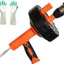 Drainsoon Auto Feed Drain Auger with Drill Adapter, 33 Feet Drain Snake Hair Clog Remover, Manual or Powered Plumbing Snake Drain Cleaner for Bathroom, Shower, Kitchen Sink, Comes with Gloves