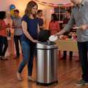 SensorCan 13 Gallon Sensor Trash Can with Wheels and AbsorbX Odor Control System, Stainless Steel, Oval Shape Automatic Kitchen and Office Garbage Bin (Powered by Battery or Optional AC Adapter)