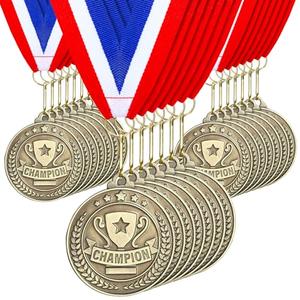 Remuuly 30 Pcs Gold Medals Bulk 2'' Basketball Soccer Baseball Volleyball Football Lacrosse Kickball Cheer Bowling Trophy Medals for Awards for Sports Participation Winner Gift(Gold,Champion)