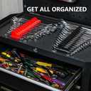 80 pcs MAGNETIC Modular Wrench Organizers for Tool Drawers - Wrench Rack with Metric & SAE Labels, Perfect Tool Storage Holder. Gift for father, brother and boyfriend (With Magnet) (Black and Red)