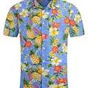 Yoimira Hawaiian Shirts for Men, Print Mens Casual Short Sleeve Button Down Shirts Floral Aloha Beach Shirt, Large