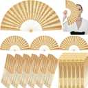 24 Pcs Large Folding Hand Fans for Line Dancing, Boots on The Ground Fan with Bag Clapping Popping Raves Fans Bulk for Wedding Festival Edm Club Party Decoration (Gold)