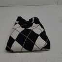 SHENHE Women's Argyle Plaid Sweater Crew Neck Color Block Checkered Vintage Loose Sweater Jumper Black Small