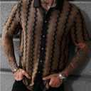 SOLY HUX Men's Summer Striped Shirts Casual Button Down Textured Short Sleeve Collared Vintage Beach Shirts (XL)