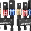 WORKPRO Impact Grade Socket Adapter Set, 1/4", 3/8", & 1/2" Drive, Extension Driver Bit With Holder, for Power Drill to High Torque Impact Wrench, 6PCS