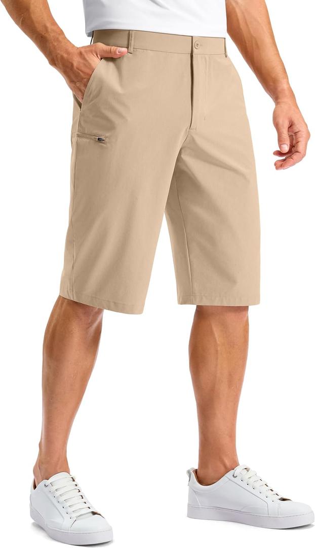 Pudolla Men's Golf Shorts with 4 Pockets 11"/13" Long Inseam Lightweight Quick Dry Flat Front Hybrid Shorts for Casual Work 38