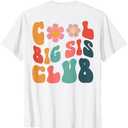 Retro Cool Big Sis Club Floral Big Sister On Back T-Shirt, L