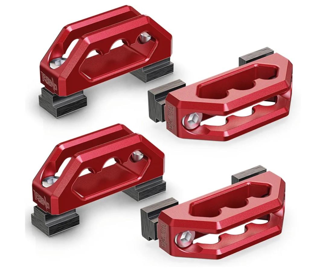 RENO Bed Rail Cleats, Tie Down Anchors for Cargo Trailer Compatible with Tacoma Tundra Gladiator Pickup Truck, Replaces PT278-35160/35111/35112/35100-S1/35050-S1 PT785-35050-S1 (Aluminum, Red, 4PCS)