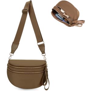 Checkered Crossbody Bum Bags for Women, Nylon Sling Bags with Shoulder Strap, Large Capacity Checkered Purse Bag