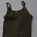 Artfish Women's Sleeveless Tank Top Form Fitting Scoop Neck Ribbed Knit Basic Cami Shirts (01#short Olive Green)