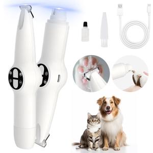 Dog Paw Trimmer with LED Light, Upgraded 2 in 1 Dog Grooming Kit, Cordless Pet Nail Trimmers Grinder with 3 Ports for Small Medium Large Dogs, Pet Micro Precision Electric Trimmer for Paws Eyes Ears