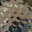 Ceramic Fruit Bowl for Kitchen Counter, 3 Tier Fruit Basket with Metal Stand, Tiered Fruit Rack for Countertop, Modern Multi Serving Bowl for Party Dessert, Vegetable, Snack, Small & Cute(Gold) (10.6"L x 7.5"W x 14.2"H)