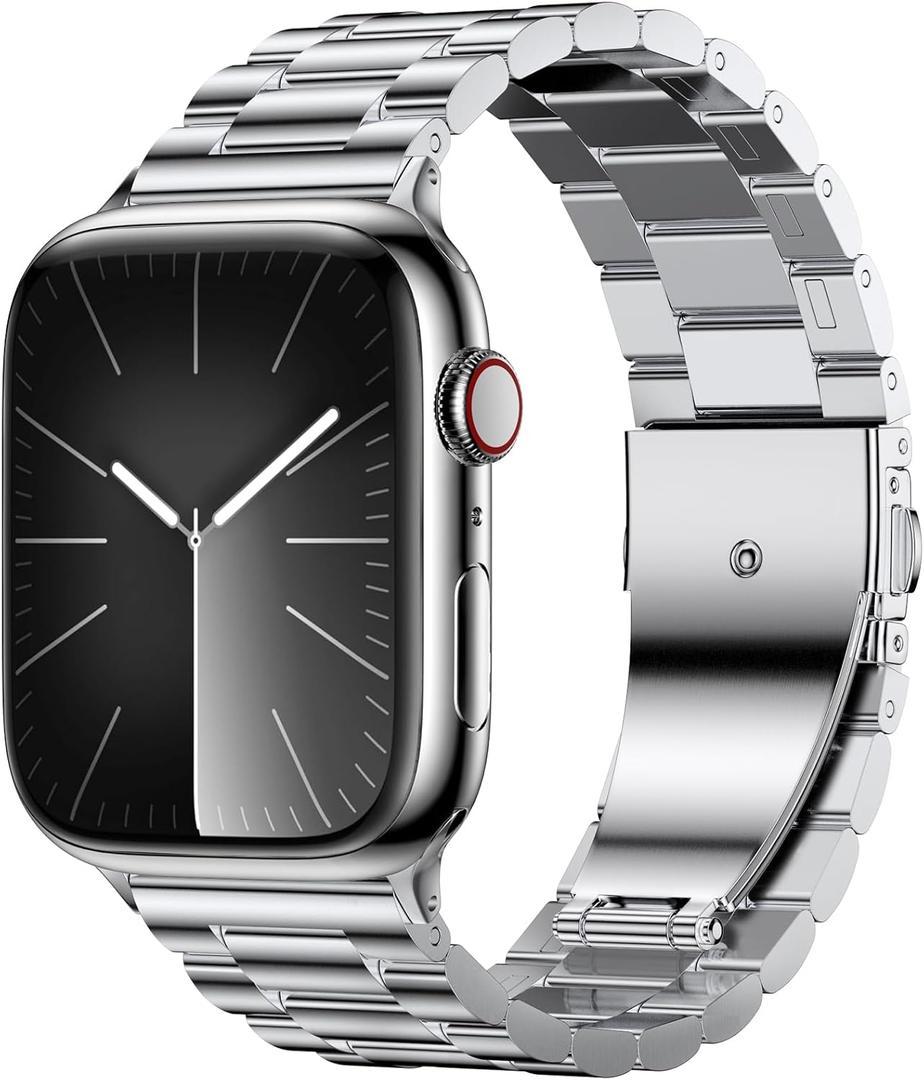 EPULY Metal Band Compatible with Apple Watch Bands for Men 42mm 41mm 40mm 38mm, Business Stainless Steel Strap for iWatch Series 11 10 9 8 7 6 5 4 3 2 1, SE3 2 1, Ultra3 2 1, No Tools Required
