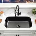 27 Inch Black Undermount Kitchen Sink Stainless Steel Large Corner, 27"D × 18"W × 9"H