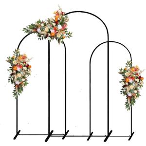 Metal Wedding Arch Backdrop Stand,3-Piece Arch Backdrop Stand for Wedding Ceremony Bridal Party Birthday Party Balloon Arch Decoration(Black)
