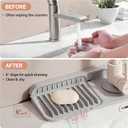 5 x 18 inch Silicone Faucet Mat for Kitchen Sink - 6 Slope & Fasten Button Design, Quick-Dry Splash Guard Water Catcher Behind Faucet, RV/Bathroom Safe (Gray) (17.7" x 5.5")