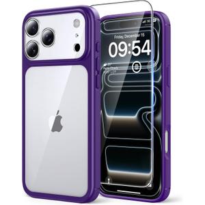 TAURI for iPhone 17 Pro Case, Full Camera Protection with Screen Protector, Anti-Yellowing Military-Grade Protection Shockproof Slim Phone Case for iPhone 17 Pro, Purple