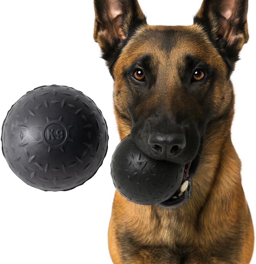 Monster K9 Indestructible Dog Ball  Lifetime Replacement - Durable Toy for Aggressive Chewers - Safe Non-Toxic Natural Rubber - Fetch Chew Toy - Heavy Duty - USA Made - 2.8 Solid (Tennis Ball Size) (Onyx Black - Most Durable)