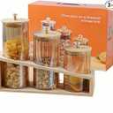 Glass Storage Containers with Lids (17oz/22oz/27oz), 3-Pack Glass Jars with Lids, Clear Glass Sugar Container, Pantry Organizers and Storage for Cookie Flour Oat Pasta Tea Coffee Bean