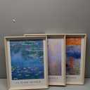 Framed Claude Monet Water Lilies Canvas Wall Art,Vintage Impressionist Botanical Painting,16x12IN High Framed Design Prints,Minimalist Classic Decor Aesthetic for Living Room,Bedroom,Bathroom Set of 3 (16L" x 12W")