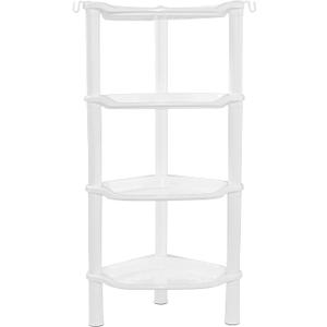 4 Tier Corner Shower Caddy, Rustproof, Plastic Shower Organizer for Bathroom, Bathtub, Shower pan, Bath Accessories Shower Caddies, 13.5 x 10 x 33.5 Inches, White (Round Slot White 4 Tier)
