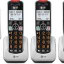 AT&T BL1025 DECT 6.0 5Handset Cordless Phone for Home with Answering Machine, Call Blocking, Caller ID Announcer, Audio Assist, Intercom, and Unsurpassed Range, Silver/Black