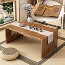 Japanese Floor Table Bamboo Japanese Folding Table No Assembly, Solid Wood Foldable Japanese Coffee Table Low Tea Table for Sitting on The Floor, Home Office, Meditation & Tea Ceremony (Easy Storage)