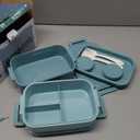Jelife Bento Box Adult Lunch Box - 72oz Stackable Bento Lunch Box for Adults, 3 Layers All-in-One Large Bento Box Leak-Proof Lunchbox with Utensil Sauce Dressing Containers for Dining Out,Work, Green