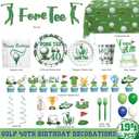 Golf 40th Birthday Decorations, 194 PCs Fore Tee Golf Party Decor Tableware Supplies with Napkins Plates Forks Cups Straws Balloons Banner Tablecloths Cake Cupcake Toppers