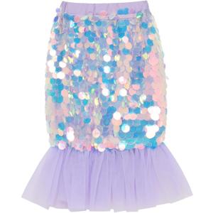 Toddler Mermaid Skirt Girls Sparkle Sequin Tail (5T, Purple)