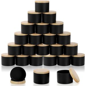 24 Pack 8 OZ Candle Tins, Matte Black Candle Container with Lids, Round Metal Jars for Making Candles, Bulk Empty Candle Vessel, Wax Mold Supplies, Gift Packaging Can for DIY, Storage, Gift