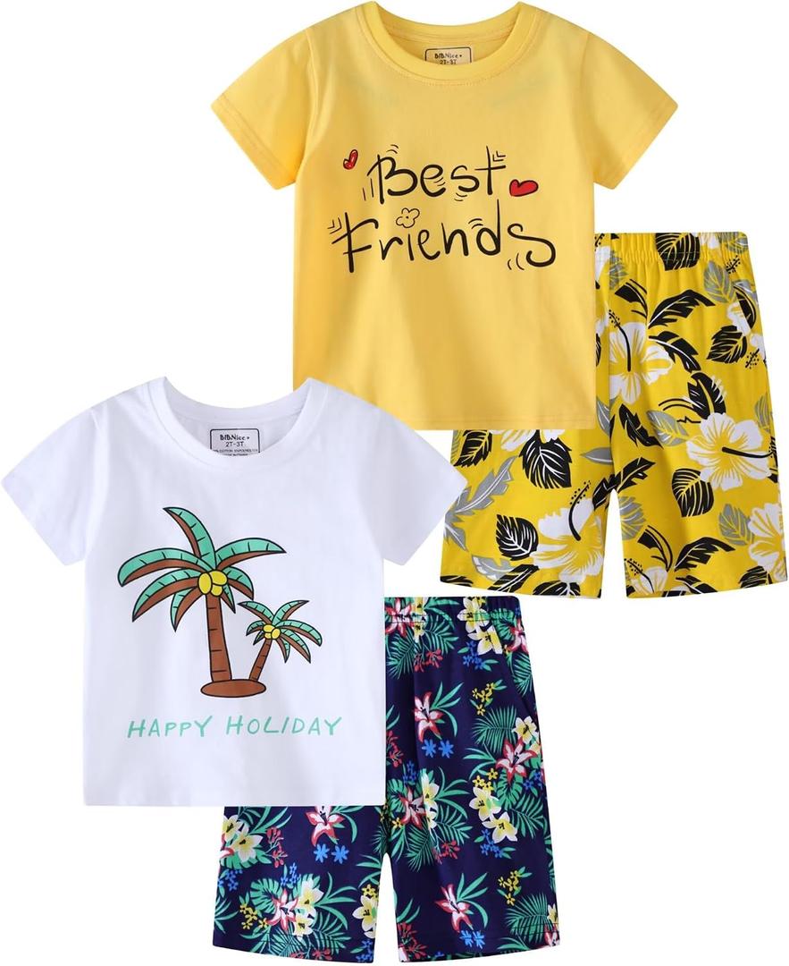 Boy Summer Clothes Toddler Outfits Kids Cotton Short Sets 2-7 Years | 2-Piece Short Sleeve Shirt Sets