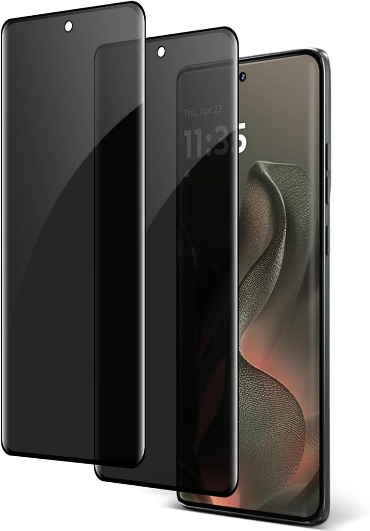 [2 Pack] Moto Edge 2025 Privacy Screen Protector, 9H Tempered Glass, Bubble Free, HD Clear, Anti-Scratch, Anti-Spy Film for Motorola Edge 2025 5G Glass Screen Protector