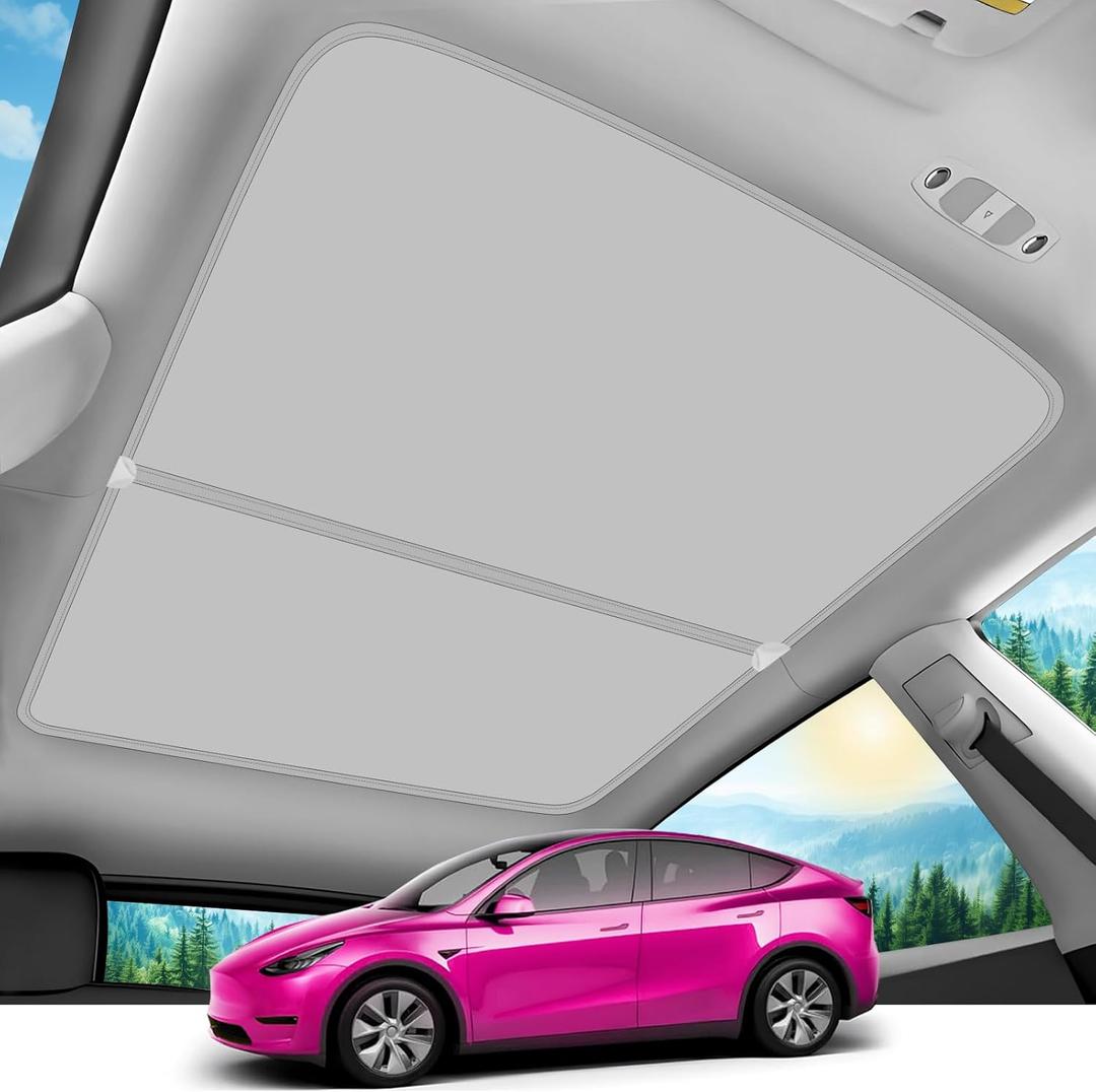2025 Upgrade Sunshade Roof for Tesla Model Y 2025-2020 [No-Gap/No-Sagging] Roof Sun Shade Heat Insulation Sunroof Shade for Tesla Model Y Accessories 2025-2020 Gray